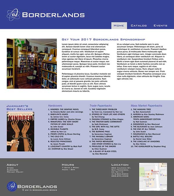 mockup of suggested new version of the site.